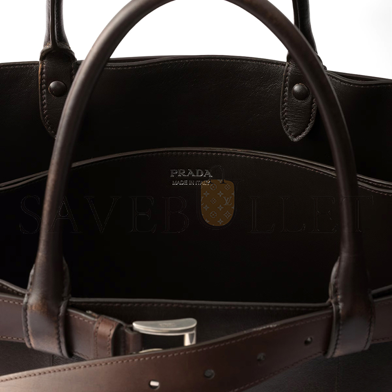 Pra*a buckle nappa leather bag with belt 2vg126 (48*34*18cm)